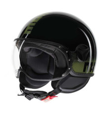 Casco Jet Momo Design Fgtr Classic Sripes Nero lucido Giallo