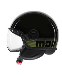 Casco Jet Momo Design Fgtr Classic Sripes Nero lucido Giallo