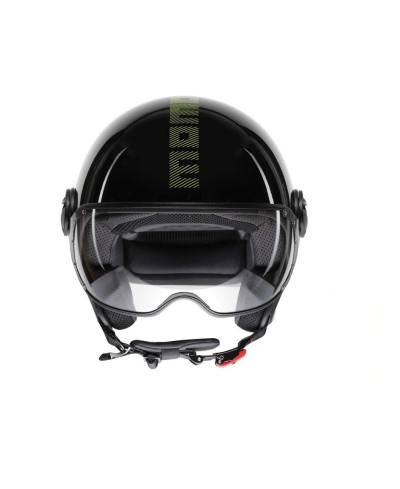 Casco Jet Momo Design Fgtr Classic Sripes Nero lucido Giallo