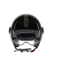 Casco Jet Momo Design Fgtr Classic Sripes Nero lucido Giallo