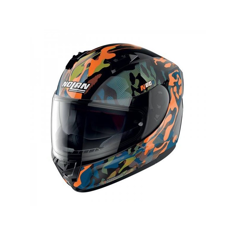 Casco integrale Nolan N60-6 Foxtrot N-com Arancio Blu Nero