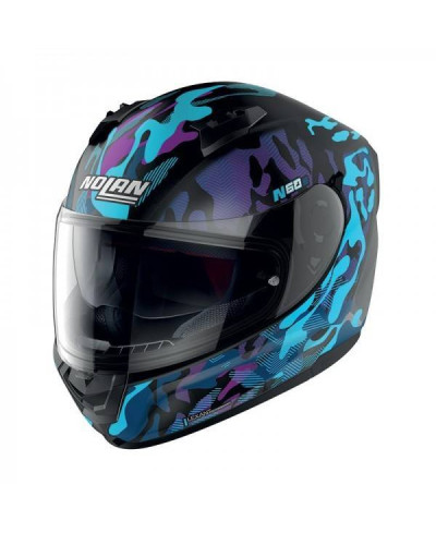 Casco integrale Nolan N60-6 Foxtrot N-com Blu Viola Nero doppia