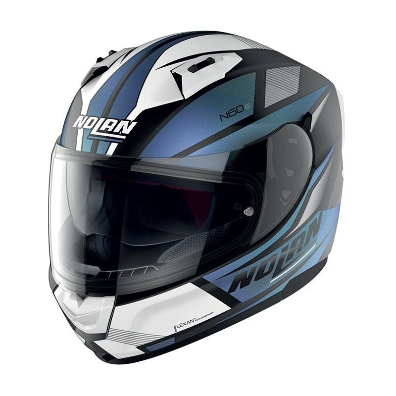 Casco integrale Nolan N60-6 Downshift N-com Blu Nero